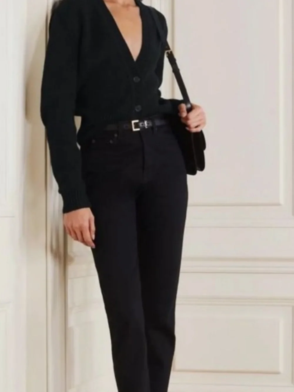 Brand New! YSL Saint Laurent CASSANDRE Thin Belt Smooth Leather BLACK Calfskin - Picture 6 of 14